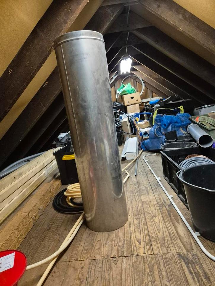 Dubbelwandige kachel pijp. 7 meter. Inclusief dak doorvoer, Huis en Inrichting, Kachels, Zo goed als nieuw, Overige soorten, Ophalen