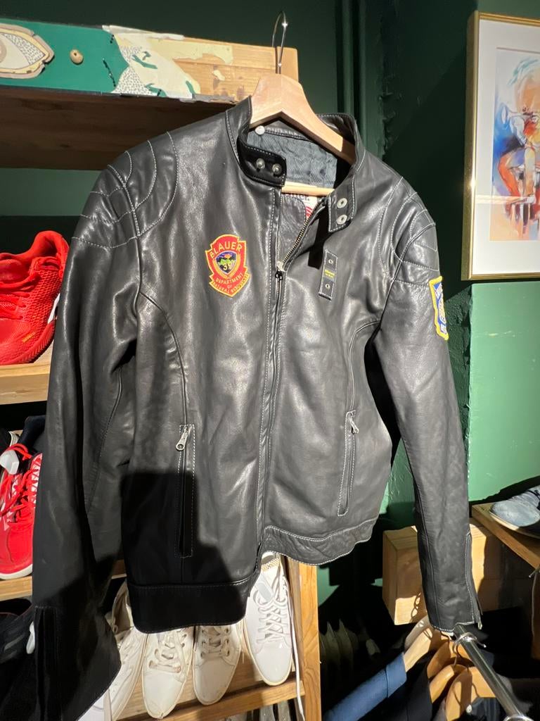 Stoere Blauer leren jas - Maat L-XL, Ophalen, Zo goed als nieuw, Maat 56/58 (XL), Zwart