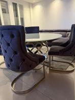Eettafel met 4 luxe stoelen, 75 tot 100 cm, Ophalen of Verzenden, Zo goed als nieuw, 100 tot 125 cm