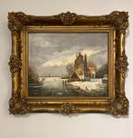 Schilderij winterlandschap in een mooie lijst. Dick van Dijk, Ophalen of Verzenden
