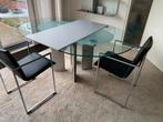 Glazen eettafel van Ronald Schmitt -uitschuifbaar-, Huis en Inrichting, Tafels | Eettafels, Ophalen, Modern design, 100 tot 150 cm