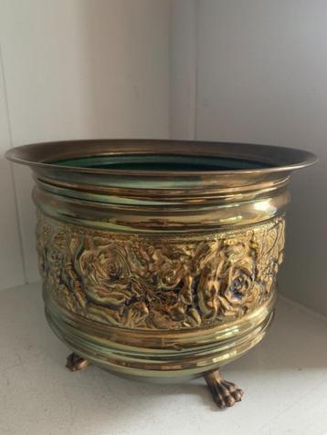 Jardinière Koper - England - 18cm x 20cm - Leeuwenpoten beschikbaar voor biedingen