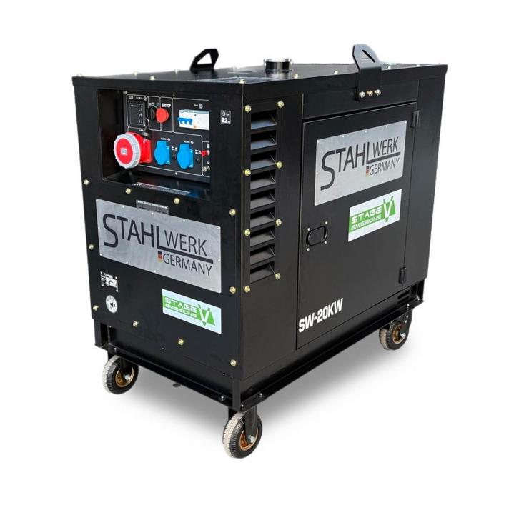 Stahlwerk SW-20KW Stage V Dieselgenerator 20KvA | NIEUW, Doe-het-zelf en Verbouw, Aggregaten, Zo goed als nieuw, Dieselolie, 10 tot 30 kVA