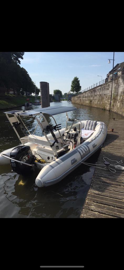 Mooie rib met nieuwe motor, Watersport en Boten, Rubberboten, Zo goed als nieuw, Overige merken, Overige materialen, Minder dan 70 pk