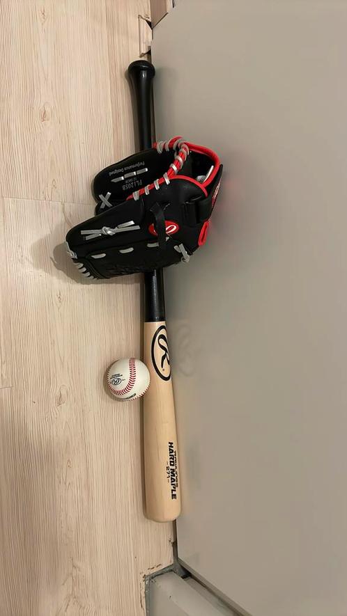 Set: Rawlings knuppel hard maple 32, leren handschoen en bal, Sport en Fitness, Honkbal en Softbal, Nieuw, Knuppel, Verzenden