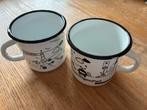 2x emaille mok beker camptoo #VolgJeEigenPad - wit zwart, Antiek en Kunst, Antiek | Emaille, Ophalen of Verzenden