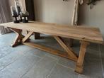 Eiken eettafel landelijk 255x84cm, Huis en Inrichting, Tafels | Eettafels, Ophalen, 50 tot 100 cm, Zo goed als nieuw, Vijf personen of meer