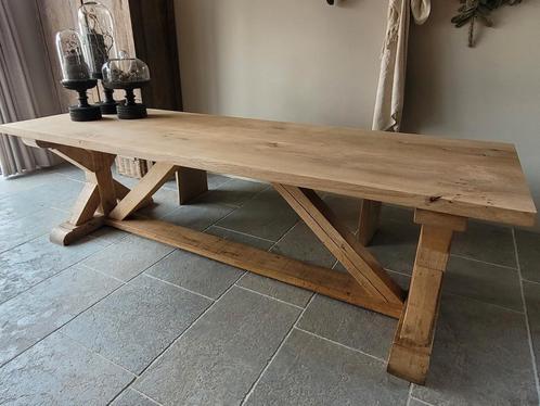 Eiken eettafel landelijk 255x84cm, Huis en Inrichting, Tafels | Eettafels, Zo goed als nieuw, 50 tot 100 cm, Vijf personen of meer