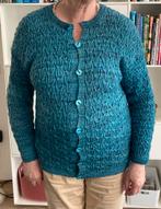 Handgebreide, turkoise vest van sokkenwol maat 42, Kleding | Dames, Truien en Vesten, Ophalen of Verzenden, Nieuw, Maat 42/44 (L)