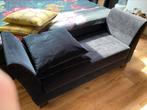 Zwart fluwelen bankje exclusief losse kussens, Ophalen, Hout, 150 tot 200 cm, Tweepersoons