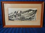 Prachtige penseel tekening Frans Landschap door Jacques Mels, Antiek en Kunst, Ophalen of Verzenden