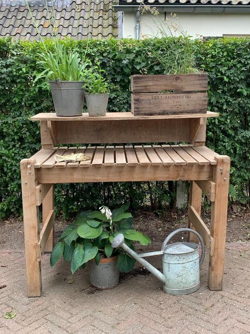 Mooie eikenhouten oppottafel / werkbank, Tuin en Terras, Tuinmeubel-accessoires, Gebruikt, Ophalen
