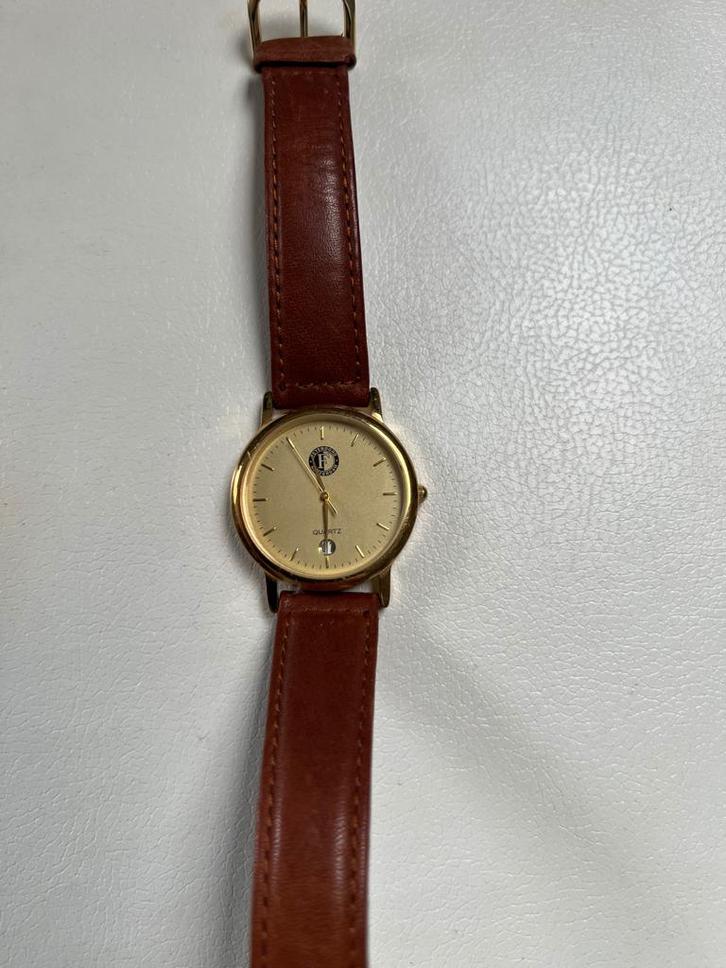 Feyenoord Horloge Quartz met leren band, Verzamelen, Sportartikelen en Voetbal, Zo goed als nieuw, Overige typen, Feyenoord, Ophalen of Verzenden