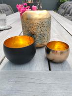 Set waxinelichtjes houders, Ophalen of Verzenden, Zo goed als nieuw, Zwart, Minder dan 25 cm