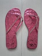 Roze metallic slippers met glitters en hakje (maat 41) zgan, Slippers, Roze, Zo goed als nieuw, Verzenden