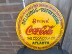 Emaille reclamebord Coca Cola geel Atlanta, Ophalen of Verzenden, Gebruikt, Reclamebord