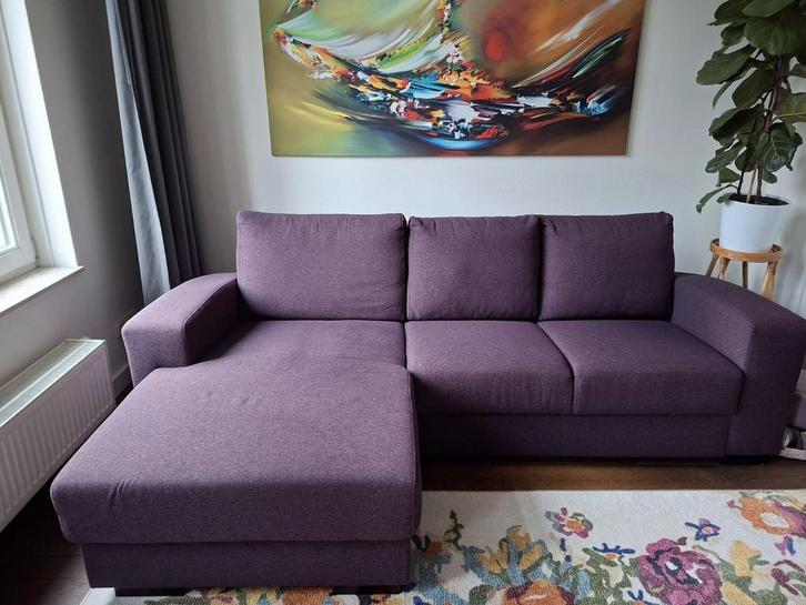 Paarse/aubergine longchair bank. Ophalen mierlo, Huis en Inrichting, Banken | Sofa's en Chaises Longues, Gebruikt, Ophalen