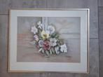 Schilderij (aquarel?) Met violen van C J. Bakker, Antiek en Kunst, Kunst | Schilderijen | Klassiek, Ophalen of Verzenden