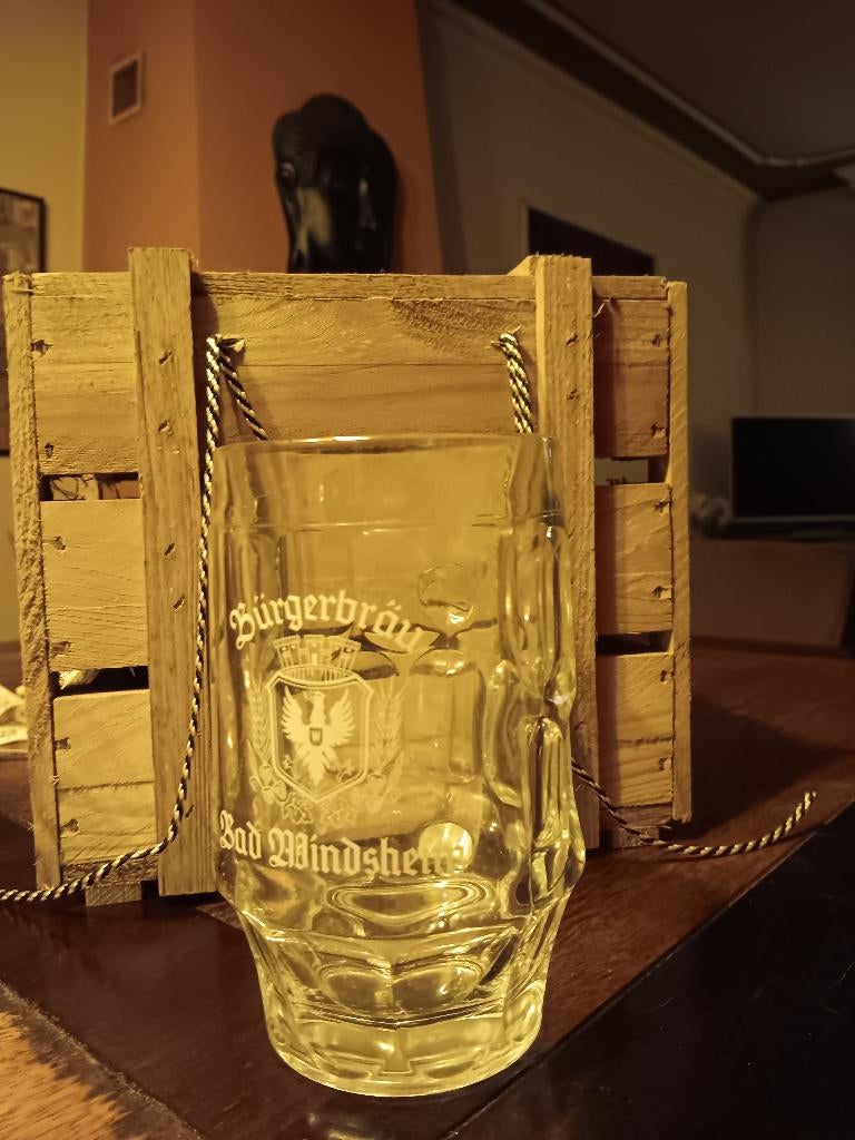 oude glazen bierpul burgerbrau 0,5L, Verzamelen, Biermerken, Ophalen, Zo goed als nieuw, Pul(len), Overige merken