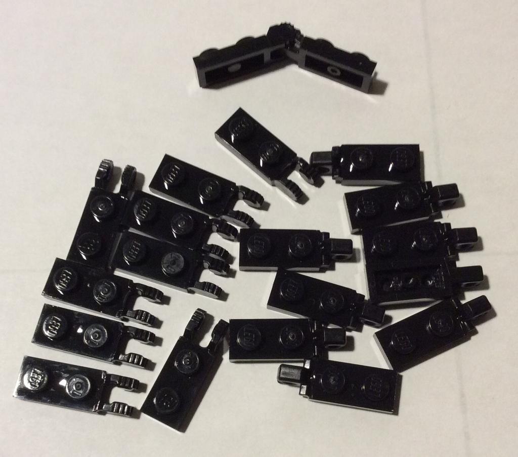 Lego 20 scharnier plaatjes 1x2 zwart, Ophalen of Verzenden, Zo goed als nieuw, Losse stenen, Lego