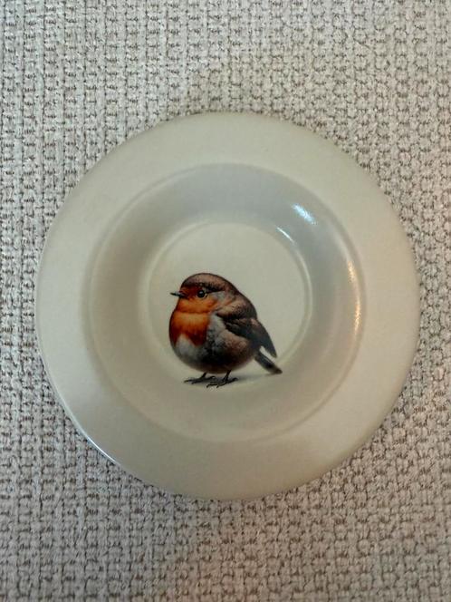 Vintage IKEA beige/grijs bordje met afbeelding roodborstje, Antiek en Kunst, Antiek | Servies los, Ophalen of Verzenden