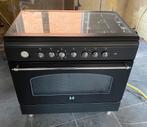 Gas/elektro fornuis met wok zwart, Witgoed en Apparatuur, Fornuizen, 60 cm of meer, 5 kookzones of meer, Vrijstaand, Gebruikt