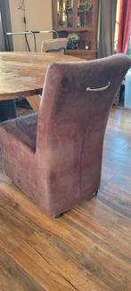 4 bruine eetkamerstoelen op wieltjes, Ophalen, Gebruikt, Bruin, Vier
