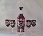 Roemeense Kristallen Karaf Set - Donkerrood, Antiek en Kunst, Antiek | Glas en Kristal, Ophalen