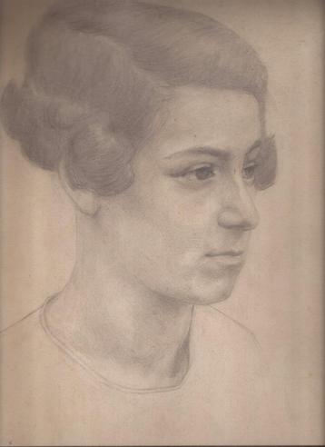 Portret Vrouw Potlood tekening 20er jaren beschikbaar voor biedingen