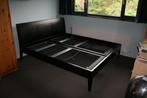 Massief beukenhout bed, 2 kastjes, verstelbare Auping bodem, Ophalen, Bruin, Tweepersoons, 180 cm