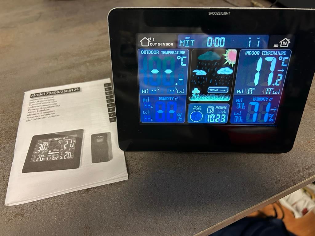 Modern Weerstation met Buitensensor, Audio, Tv en Foto, Weerstations en Barometers, Ophalen of Verzenden, Gebruikt, Weerstation