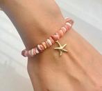 Zomerse armband met gouden rvs zeester bedel, Sieraden, Tassen en Uiterlijk, Verzenden, Nieuw, Goud, Met bedels of kralen