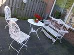 Romantische vintage brocante gietijzeren tuinset, Overige materialen, Gebruikt, Bank, Ophalen