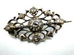 Antieke zilveren broche met 11 roosdiamanten, Sieraden, Tassen en Uiterlijk, Broches, 4 tot 7 cm, Gebruikt, Info@zilverwebsite.nl