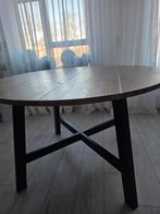 Ronde eettafel 120cm - Hout & zwart, Huis en Inrichting, Tafels | Eettafels, Gebruikt, Rond, Ophalen of Verzenden, Industrieel