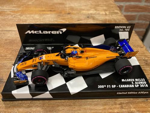 ✅ Fernando Alonso 1:43 300th F1 GP Canadian GP 2018 Mclaren, Verzamelen, Automerken, Motoren en Formule 1, Nieuw, Formule 1, Ophalen of Verzenden