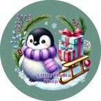LF6463 icing frosting pinguin 20cm eetbare taart print plaat, Ophalen of Verzenden, Nieuw, Taarten, Versiering