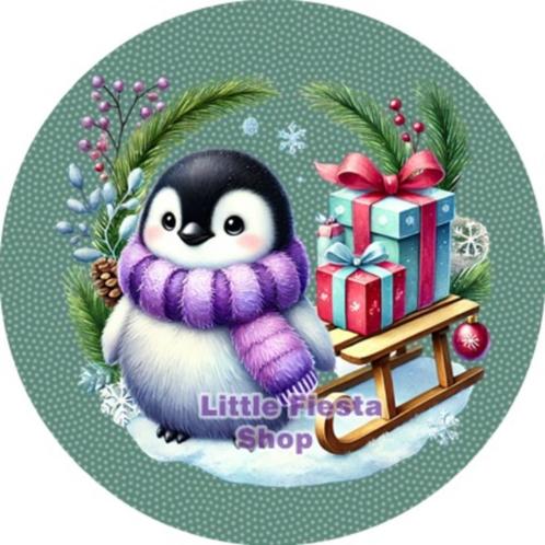 LF6463 icing frosting pinguin 20cm eetbare taart print plaat, Hobby en Vrije tijd, Taarten en Cupcakes maken, Nieuw, Versiering