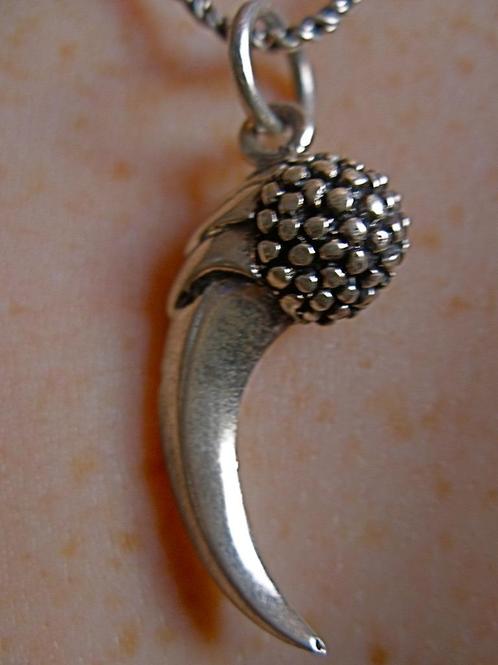 Zilveren 925 zilver kettinghanger massieve versierde tand, Sieraden, Tassen en Uiterlijk, Kettinghangers, Nieuw, Zilver, Zilver
