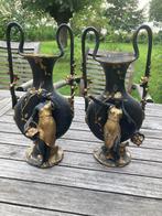 Stel antiek tinnen vazen met vergulde delen 19e eeuw, Antiek en Kunst, Ophalen of Verzenden