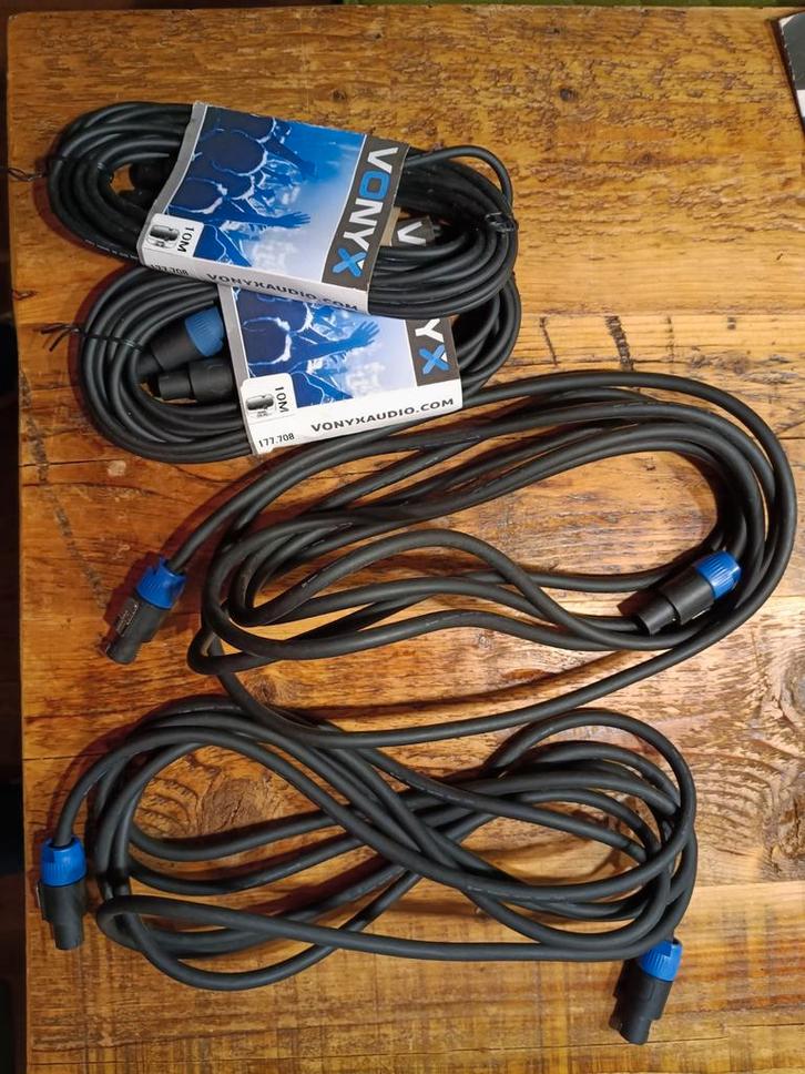 Speakon kabels - 4 stuks (2x3m, 2x10m) - DJ materiaal, Muziek en Instrumenten, Kabels en Stekkers, Gebruikt, Speaker of Versterker