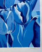 Zeefdruk Derox - Blauwe tulpen, Antiek en Kunst, Kunst | Litho's en Zeefdrukken, Verzenden