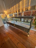 Retro blauwe klepbank met opbergruimte - 238cm, Antiek en Kunst, Antiek | Meubels | Stoelen en Banken, Ophalen