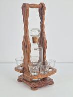 Vintage houten Flessenstandaard Nachtmann karaf en 6 glazen, N, Ophalen of Verzenden, N, N