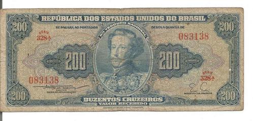 Brazilië 200 Cruzeiros 1955 P#154a Serie 328A 083138 VF, Postzegels en Munten, Bankbiljetten | Amerika, Los biljet, Zuid-Amerika