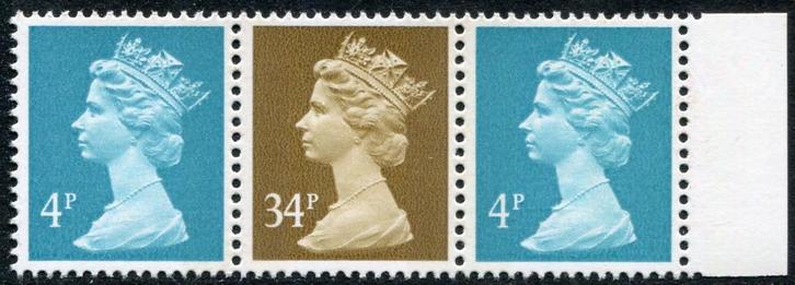 UK/Engeland Koningin Elizabeth II - Machin strip 4p/34p 1985, Postzegels en Munten, Postzegels | Europa | UK, Postfris, Ophalen of Verzenden