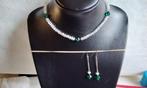 Schitterend Smaragd en heldere kristal ketting SALE, Met kristal, Wit, Nieuw, Ophalen of Verzenden