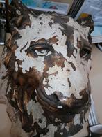 Leeuw gips verweerd muurdecoratie, Ophalen of Verzenden