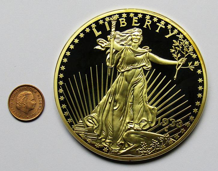 **penning DUURSTE MUNT TER WERELD 1933** Ø 70mm **, Postzegels en Munten, Penningen en Medailles, Overige materialen, Buitenland