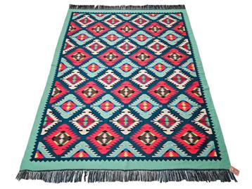 Handgeknoopt Perzisch wol Kelim tapijt green 195x245cm